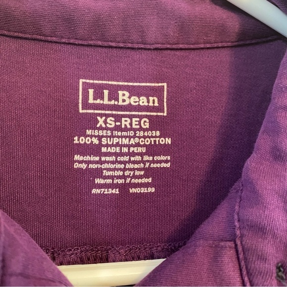 L.L. Bean purple long sleeve button down blouse extra small - Picture 4 of 6